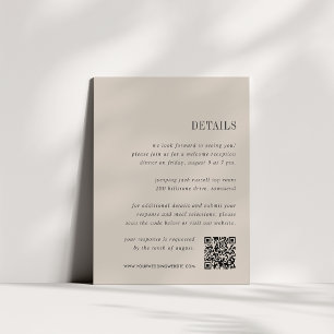 Carte D'accompagnement Beige de chêne   Détails du Mariage tout-en-un