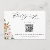 Carte D'accompagnement Beige Earthy Blooms QR Code Rsvp Mariage en ligne (Devant)