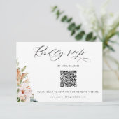 Carte D'accompagnement Beige Earthy Blooms QR Code Rsvp Mariage en ligne (Debout devant)