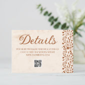 Carte D'accompagnement Beige Mexican Wedding Details QR code (Debout devant)