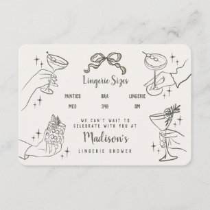 Carte D'accompagnement Beige Retro Cocktail Party Lingerie Tailles Insert