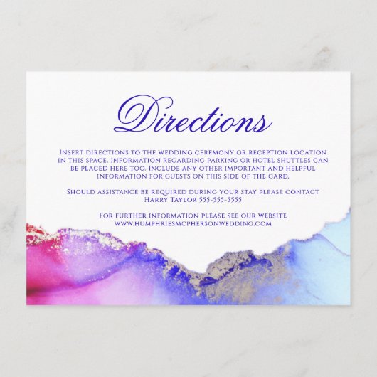 Carte D'accompagnement Belle Accueil Mariage Abstrait Instructions (Dos)