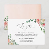 Carte D'accompagnement Belle Aquarelle Rose Floral Mariage Réception (Devant / Derrière)