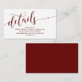 Carte D'accompagnement Belle Bourgogne, Mariage Détails du site (Devant / Derrière)