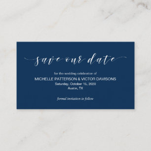 Carte D'accompagnement Belle Elégance, Bleu de marine, Sauvez la date