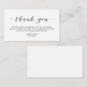 Carte D'accompagnement Belle Elégance, en Noir, Merci Mariage (Devant / Derrière)