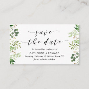 Carte D'accompagnement Belle Elégante Verdure, Noir, Sauvez la date