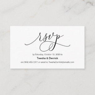 Carte D'accompagnement Belle encre noire romantique moderne, mariage RSVP