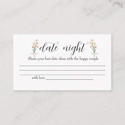 Carte D'accompagnement Belle Fleur sauvage rose Date idées de nuit. Date  (Devant)