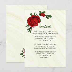 Carte D'accompagnement belle fleurs rouges détails verdure enceinte