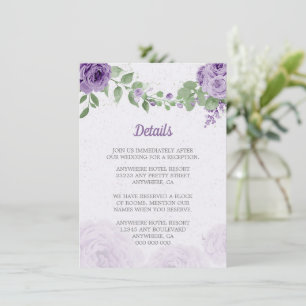 Carte D'accompagnement belle fleurs violettes vert feuille botanique