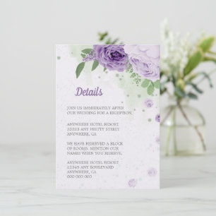 Carte D'accompagnement belle fleurs violettes vert feuille botanique