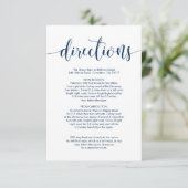 Carte D'accompagnement Belle Mariage de lieu Directions, Police bleu mari (Debout devant)