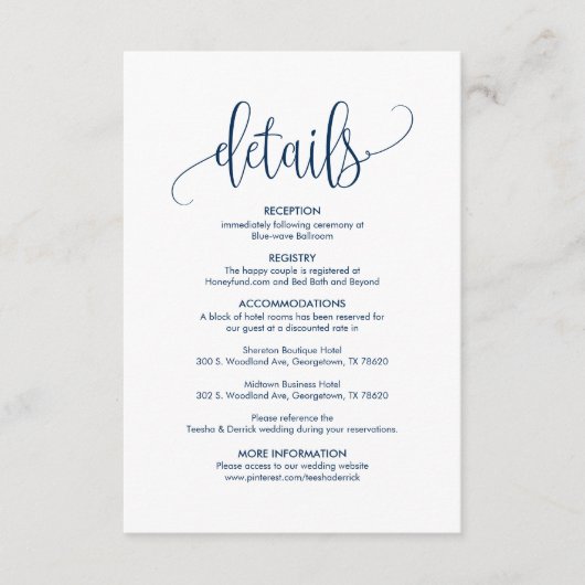 Carte D'accompagnement Belle Nos Mariages Détails Moderne et élégant Mari (Devant)