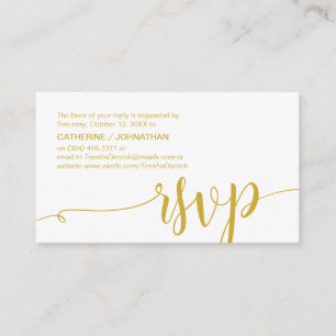 Carte D'accompagnement Belle Or Jaune, Parti de Mariage RSVP répondre