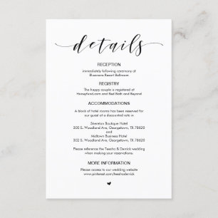 Carte D'accompagnement Belle police noire, Détails Mariage