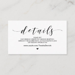 Carte D'accompagnement Belle police noire, Mariage Détails du site web