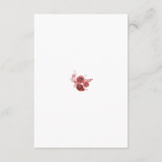 Carte D'accompagnement Belle réception fleurie bordeaux blanc aquarelle (Dos)