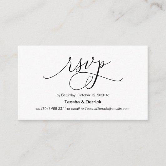 Carte D'accompagnement Belle Rose noire romance moderne, Mariage RSVP (Devant)