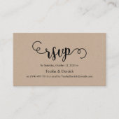 Carte D'accompagnement Belle rustique élégant kraft noir, Mariage RSVP (Devant)