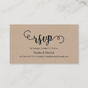 Carte D'accompagnement Belle rustique élégant kraft noir, Mariage RSVP
