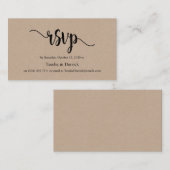 Carte D'accompagnement Belle rustique élégant kraft noir, Mariage RSVP (Devant / Derrière)