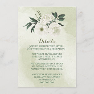 Carte D'accompagnement belle végétation fleurie blanche détails mariage