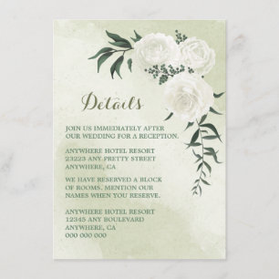 Carte D'accompagnement belle végétation fleurie blanche détails mariage