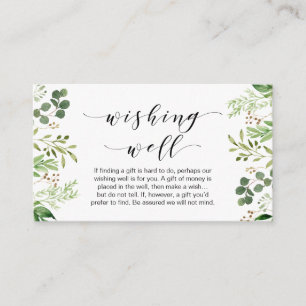 Carte D'accompagnement Belle Verdure Élégante, Mariage Wishing Well