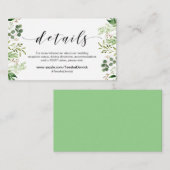 Carte D'accompagnement Belle verdure élégante, Noir, Mariage Détails (Devant / Derrière)