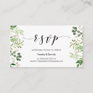 Carte D'accompagnement Belle verdure, Script noir, Mariage RSVP