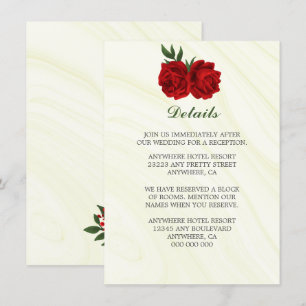 Carte D'accompagnement belles fleurs rouges détails de verdure