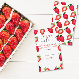 Carte D'accompagnement Berry In Love Fraise Fête des mariées Baisers Jeu
