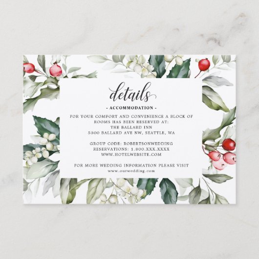 Carte D'accompagnement Berry | Noël | Détails du Mariage Enclos (Devant)