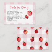 Carte D'accompagnement Berry Sweet Strawberry Baby Shower Book Request (Devant / Derrière)