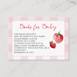 Carte D'accompagnement Berry Sweet Strawberry Baby Shower Book Request