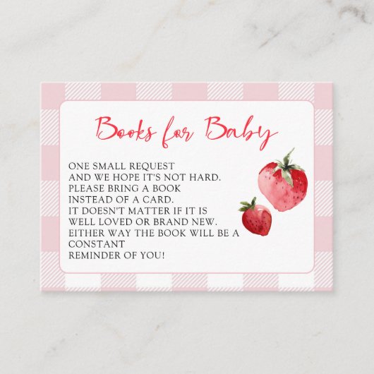 Carte D'accompagnement Berry Sweet Strawberry Baby Shower Book Request (Devant)