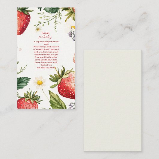 Carte D'accompagnement Berry Sweet Strawberry Girl Livres pour bébés (Devant / Derrière)