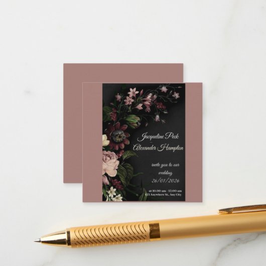 Carte D'accompagnement best wedding purple card (Devant/Arrière en situation)