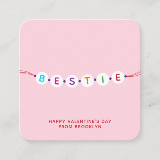 Carte D'accompagnement Bestie mignon bracelet d'amitié rose Valentin (Devant)