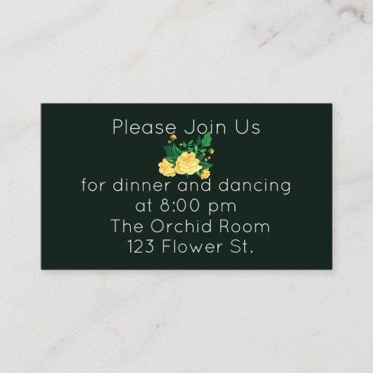 Carte D'accompagnement Beurre Élégant Réception Camellia Jaune (Devant)