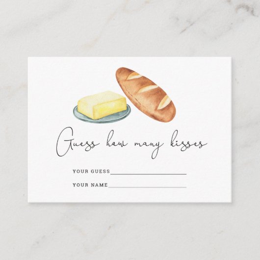 Carte D'accompagnement Beurre ensemble, Devinez combien de baisers jeu de (Devant)