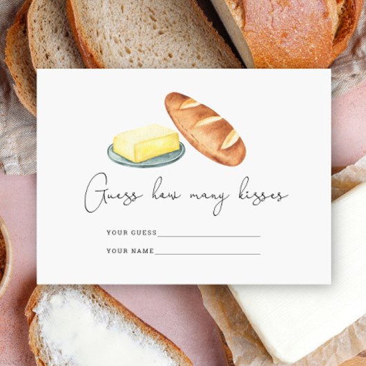 Carte D'accompagnement Beurre ensemble, Devinez combien de baisers jeu de
