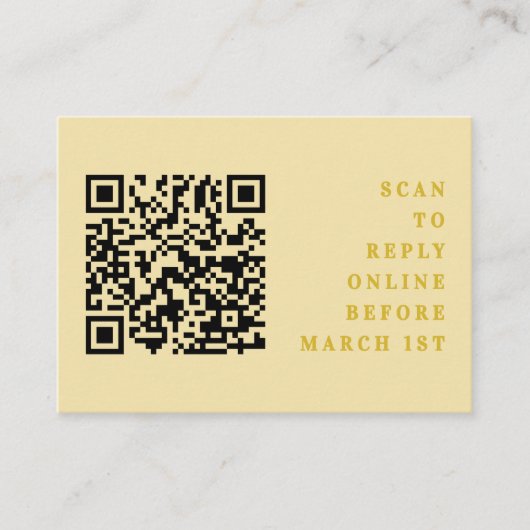 Carte D'accompagnement Beurre jaune simple Mariage QR Code RSVP (Devant)