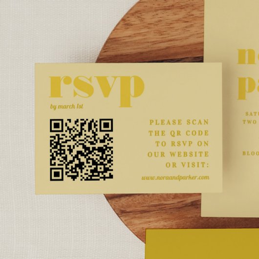 Carte D'accompagnement Beurre jaune simple Mariage QR Code RSVP