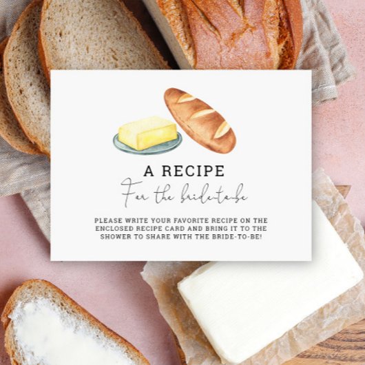 Carte D'accompagnement Beurrer ensemble - Recette pour la future mariée