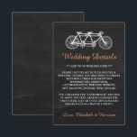 Carte D'accompagnement Bicyclette Tandem Sur Chalkboard Mariage Détail In<br><div class="desc">Ces fiches détaillées sont parfaites pour tout couple qui planifie une fête mariage romantique. Le design est composé d'un arrière - plan à effet de tableau de bord branché avec un design de moto en tandem mignon. Le simple modèle peut être personnalisé pour votre événement spécial et ferait l'article parfait...</div>