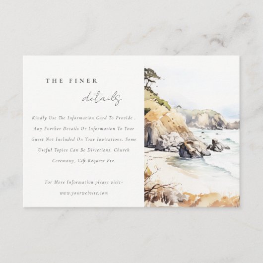 Carte D'accompagnement Big Sur, California Landscape Wedding Details (Devant)