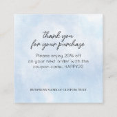 Carte D'accompagnement Bijoux Merci Aquarelle bleue (Dos)