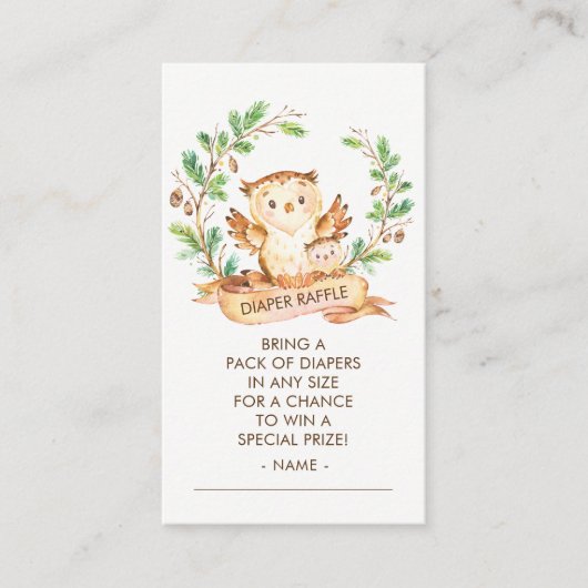 Carte D'accompagnement Billet Baby shower de la chouette de bois (Devant)